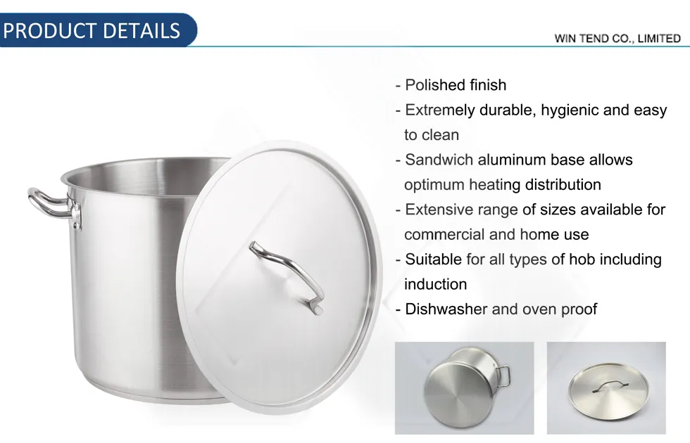 Stainless Steel Cookware Cooking Food Stockpot Steamer Induction Stock Pot with Sand Sandwich Bottom