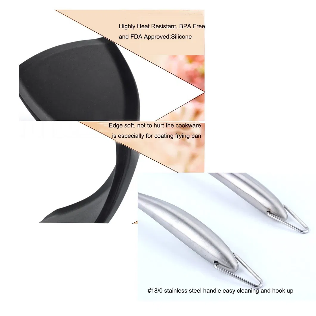 Stainless Steel Silicone Turner Laddle Kitchen Utensil Set (2 PCS/ set)