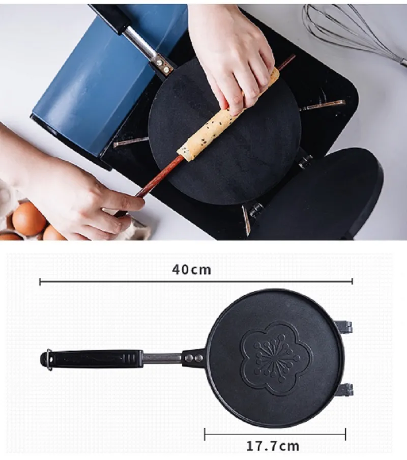 Stovetop Crepe Maker Non-Stick Egg Rolls Pan Ice Cream Cone Maker Pan Pancake Press Pan Cooking Tool Esg16850