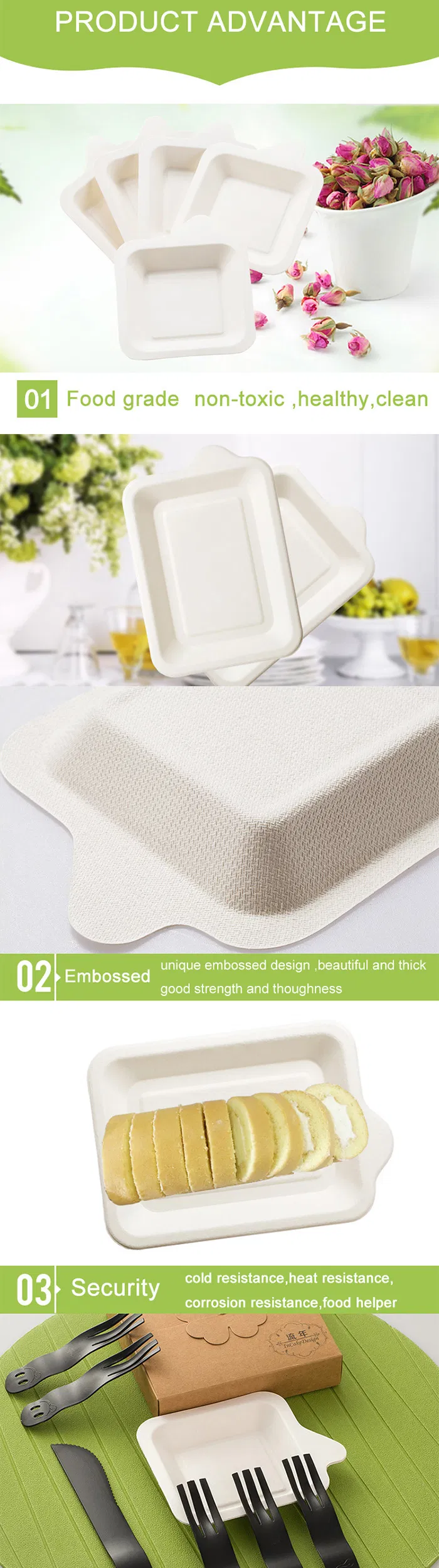 Take Away Biodegradable Sugarcane Bagasse Clam Shell Box