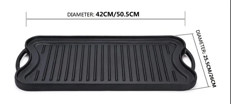 Two Burner Griddle Double Sided Plate Cast Iron Stove Top Grill Reversible Pan