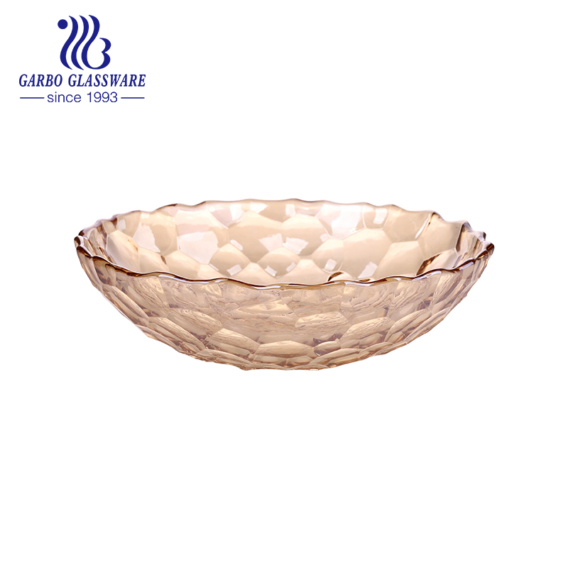 Wedding Decorative 15inch Golden Glassware Glass Fruit Plate with Ion Plating