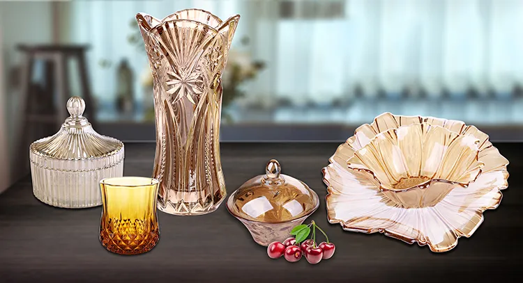 Wedding Decorative 15inch Golden Glassware Glass Fruit Plate with Ion Plating