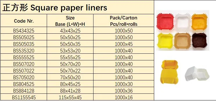 Wholesale Diposable Home Made Ecofriendly Unbleached White Cupcake Liners Paper Muffin Square Baking Cups