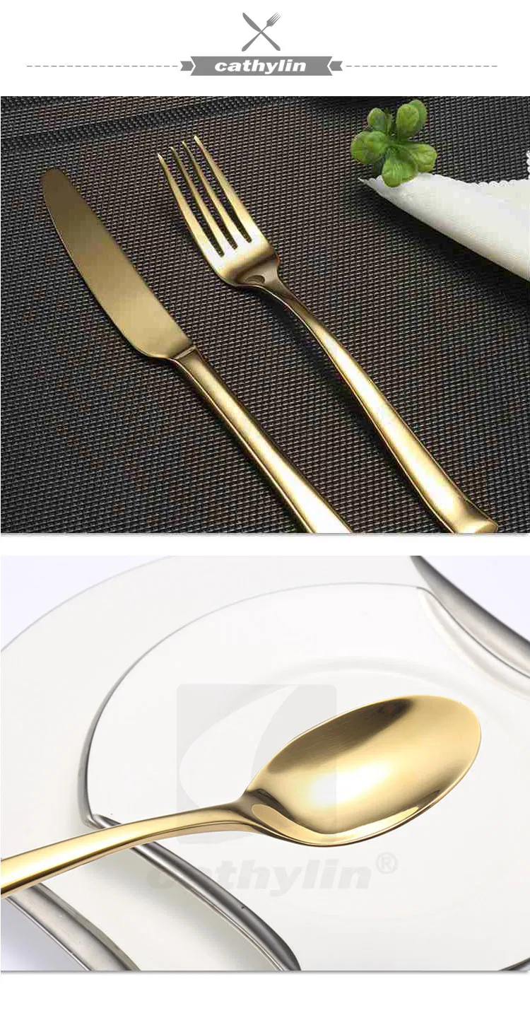 Wholesale Eco-Friendly Fashion Gold Plated Stainless Steel Dinnerware