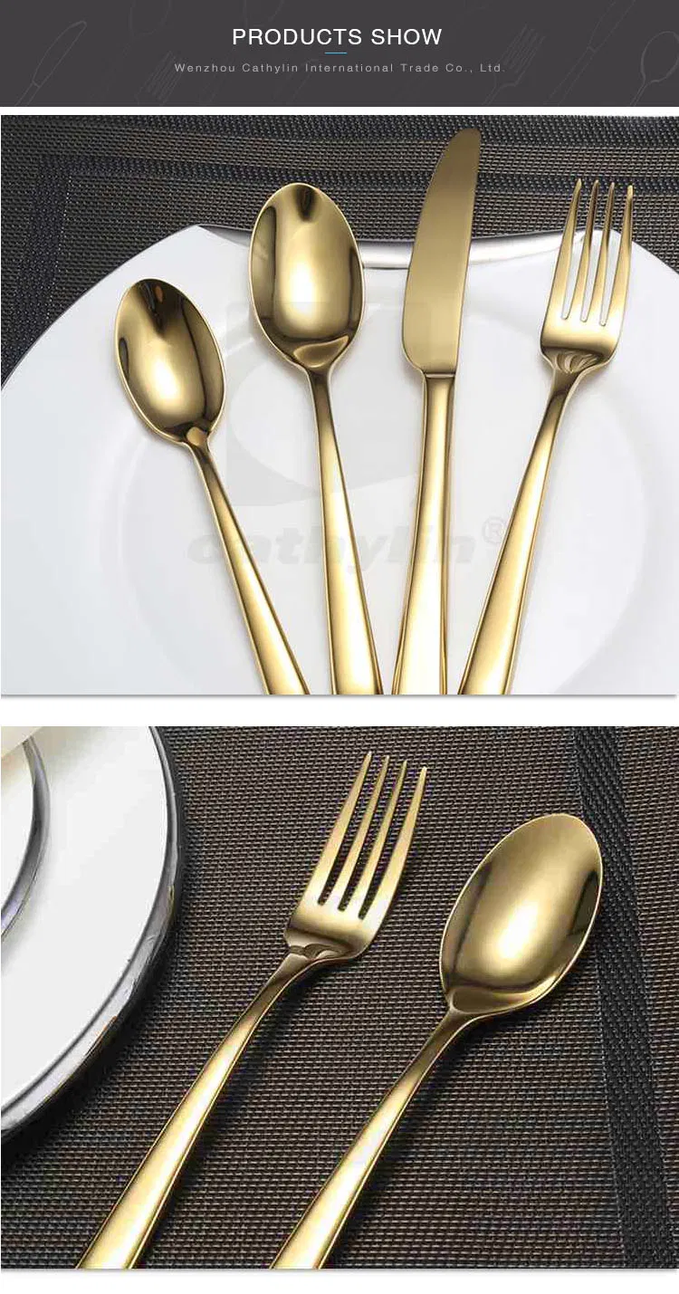Wholesale Eco-Friendly Fashion Gold Plated Stainless Steel Dinnerware