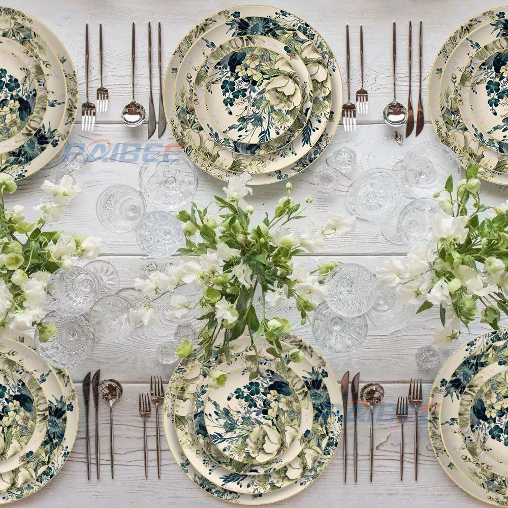 Wholesale Elegant Fine Bone China Wedding Ceramic Platter with Gold Rim