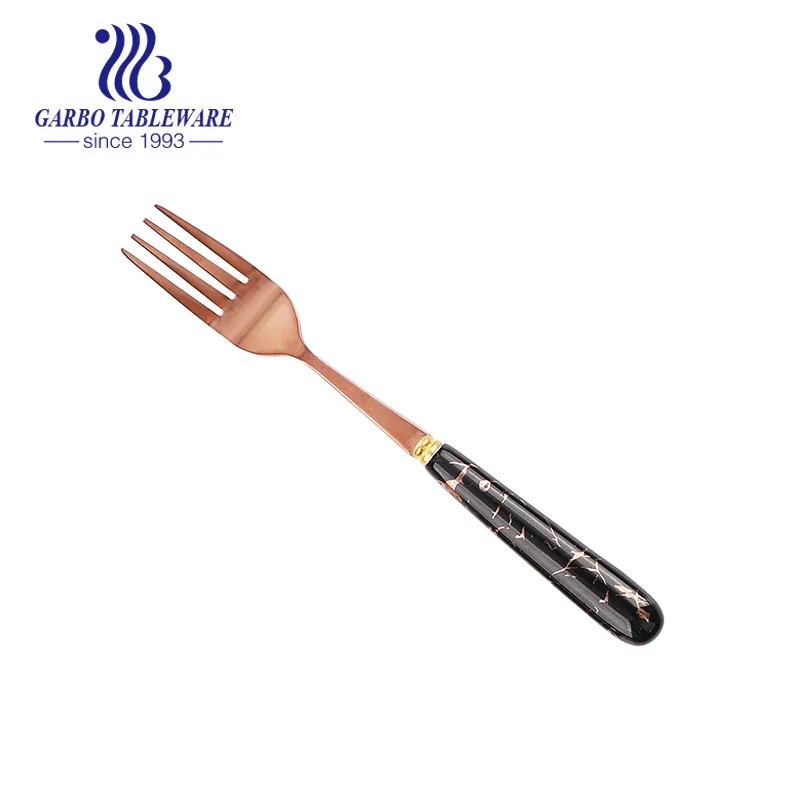Wholesale Golden 410 Stainless Steel Dinner Fork with Ceramic Handle Printing (SC032-6DF)