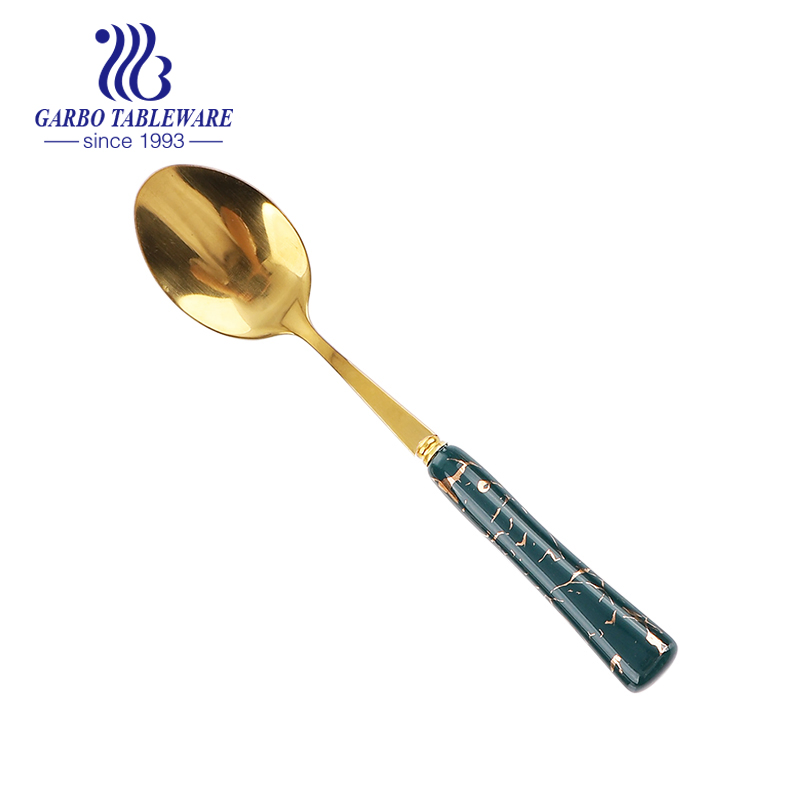 Wholesale Golden 410 Stainless Steel Dinner Fork with Ceramic Handle Printing (SC032-6DF)