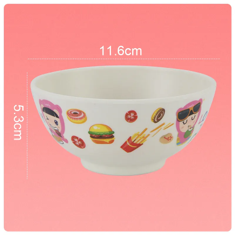 Wholesale Retail Kids Dinner Plate Spoon Lunch Bamboo Fiber Tableware Suit Kindergarten Home