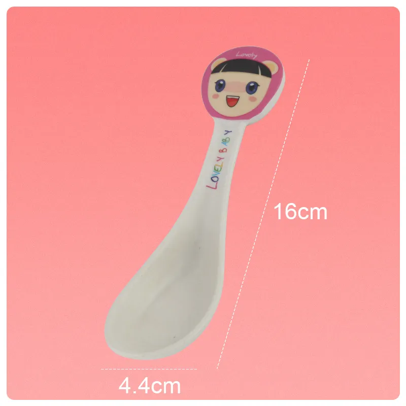 Wholesale Retail Kids Dinner Plate Spoon Lunch Bamboo Fiber Tableware Suit Kindergarten Home