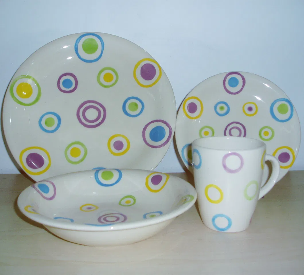 Wholesale Stoneware Ceramic Dinner Set Hand Painted 16PC Tableware