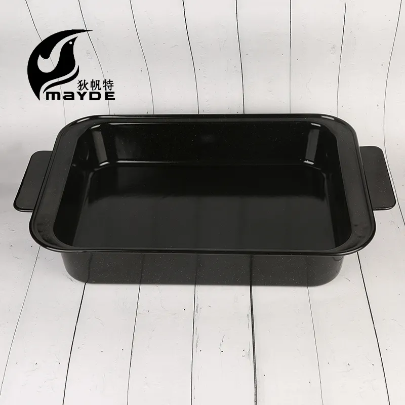 Wide Side Pan Rectangle Bread Pan Carbon Steel Baking Tool BBQ Pan Enamel Baking Oven Tool
