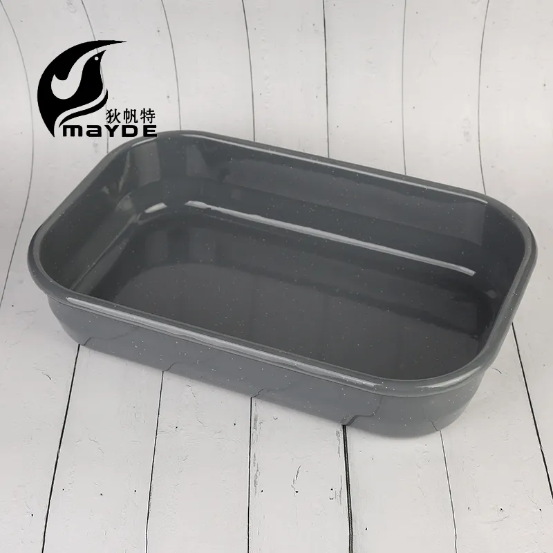 Wide Side Pan Rectangle Bread Pan Carbon Steel Baking Tool BBQ Pan Enamel Baking Oven Tool