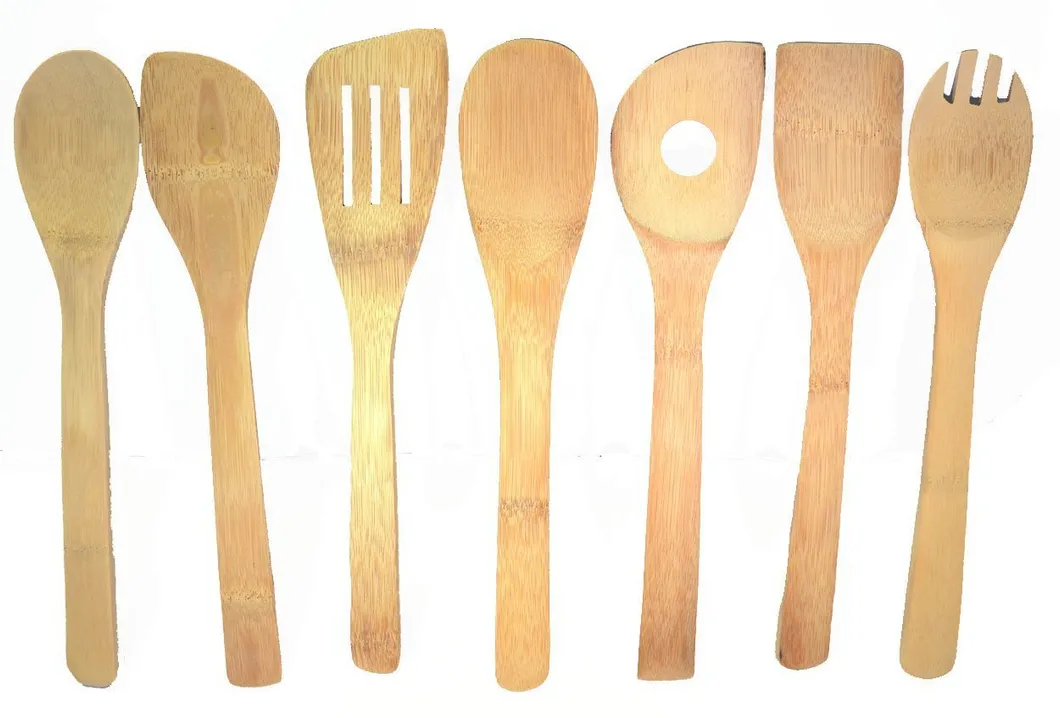 Wooden Kitchen Accessories Set Utensil 6 Piece Bamboo Cooking Utensils with Holder